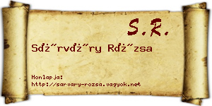 Sárváry Rózsa névjegykártya